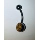 Glitter barbell navel gul silver