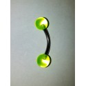ögonbryns piercing neon grön kula 7 m.m
